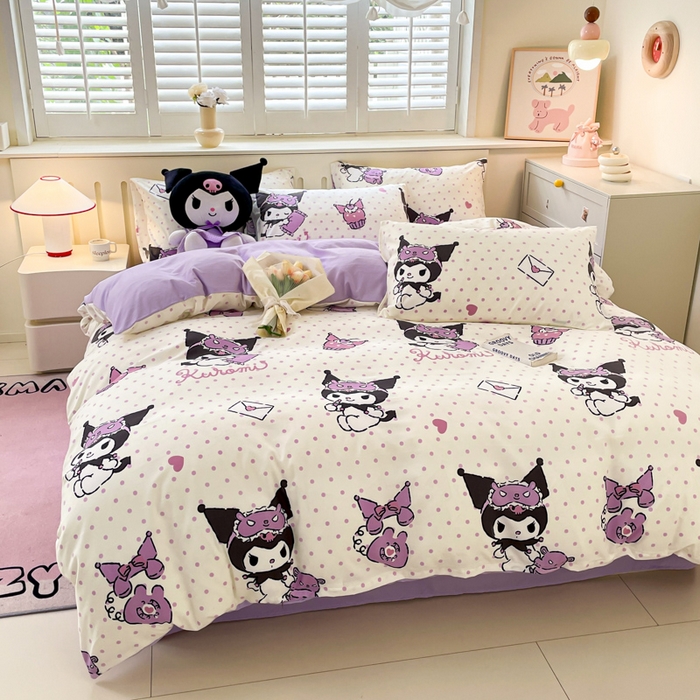 91家纺网 家纺一手货源 找家纺 港岛妹妹 2025新款云朵水洗工艺三丽鸥四件套 三丽鸥-白色库洛米