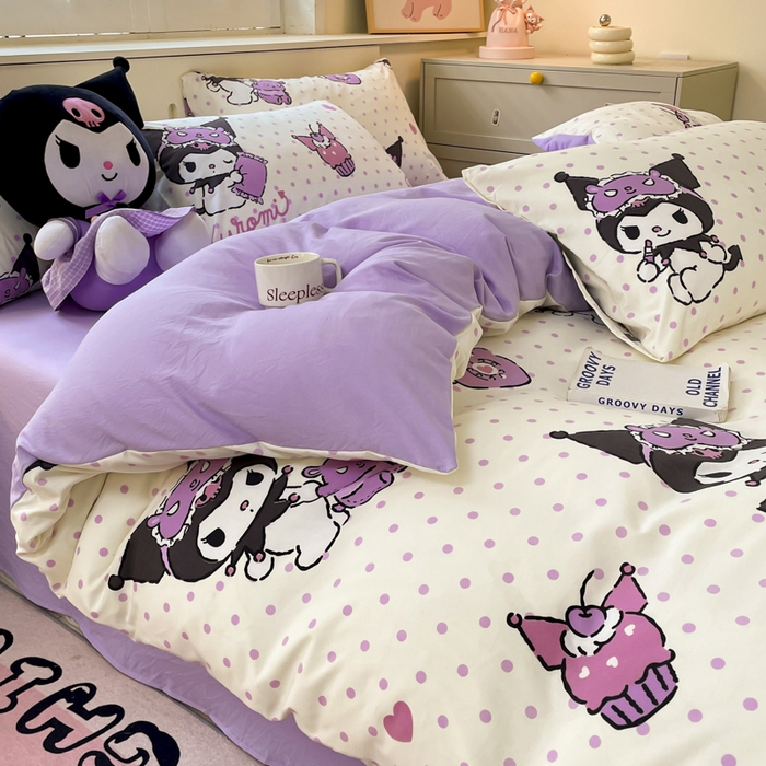 91家纺网 家纺一手货源 找家纺 港岛妹妹 2025新款云朵水洗工艺三丽鸥四件套 三丽鸥-白色库洛米