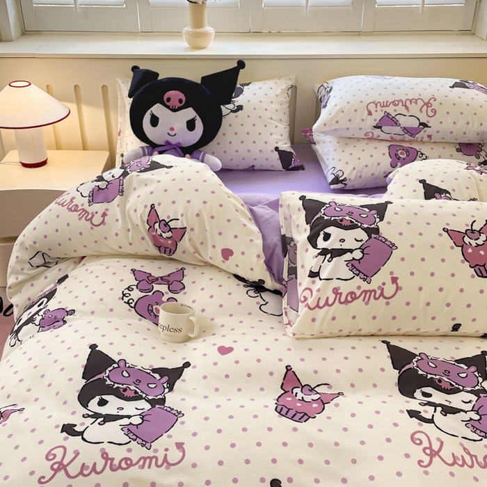 91家纺网 家纺一手货源 找家纺 港岛妹妹 2025新款云朵水洗工艺三丽鸥四件套 三丽鸥-白色库洛米