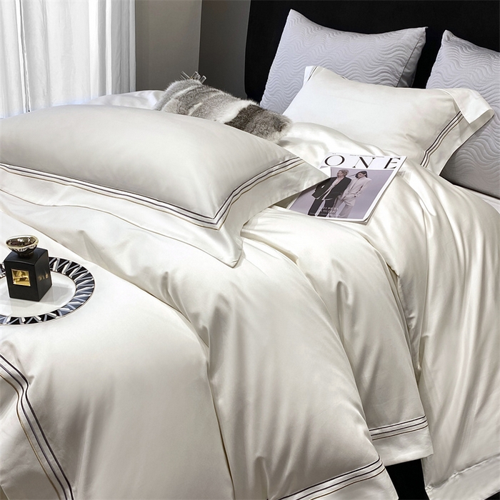 91家纺网 家纺一手货源 找家纺 南泉坊 2025新款50支奥棉系列四件套-杰西卡 杰西卡-珍珠白