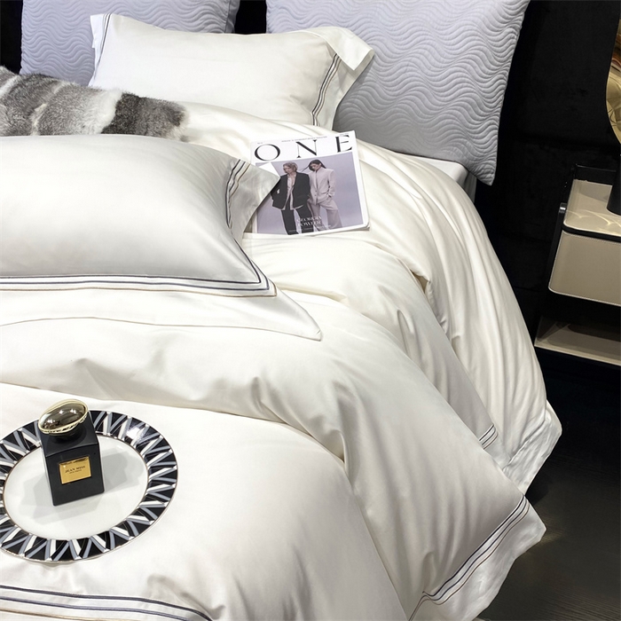 91家纺网 家纺一手货源 找家纺 南泉坊 2025新款50支奥棉系列四件套-杰西卡 杰西卡-珍珠白