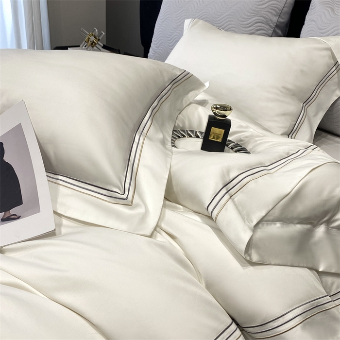 91家纺网 家纺一手货源 找家纺 南泉坊 2025新款50支奥棉系列四件套-杰西卡 杰西卡-珍珠白