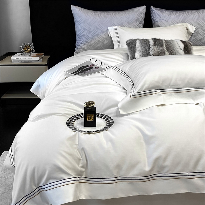 91家纺网 家纺一手货源 找家纺 南泉坊 2025新款50支奥棉系列四件套-杰西卡 杰西卡-珍珠白