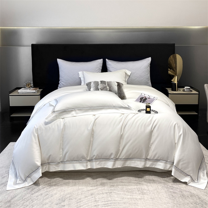 91家纺网 家纺一手货源 找家纺 南泉坊 2025新款50支奥棉系列四件套-杰西卡 杰西卡-珍珠白