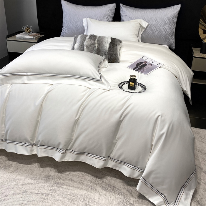 91家纺网 家纺一手货源 找家纺 南泉坊 2025新款50支奥棉系列四件套-杰西卡 杰西卡-珍珠白