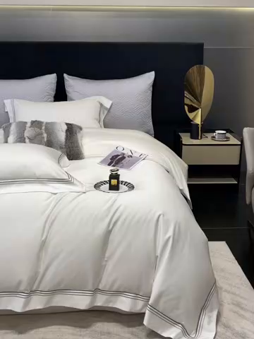 91家纺网 家纺一手货源 找家纺 南泉坊 2025新款50支奥棉系列四件套-杰西卡 杰西卡-珍珠白