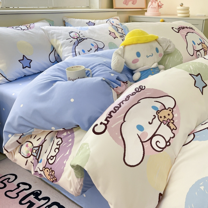 港岛妹妹 2025新款云朵水洗工艺三丽鸥四件套 三丽鸥-彩色涂鸦玉桂狗