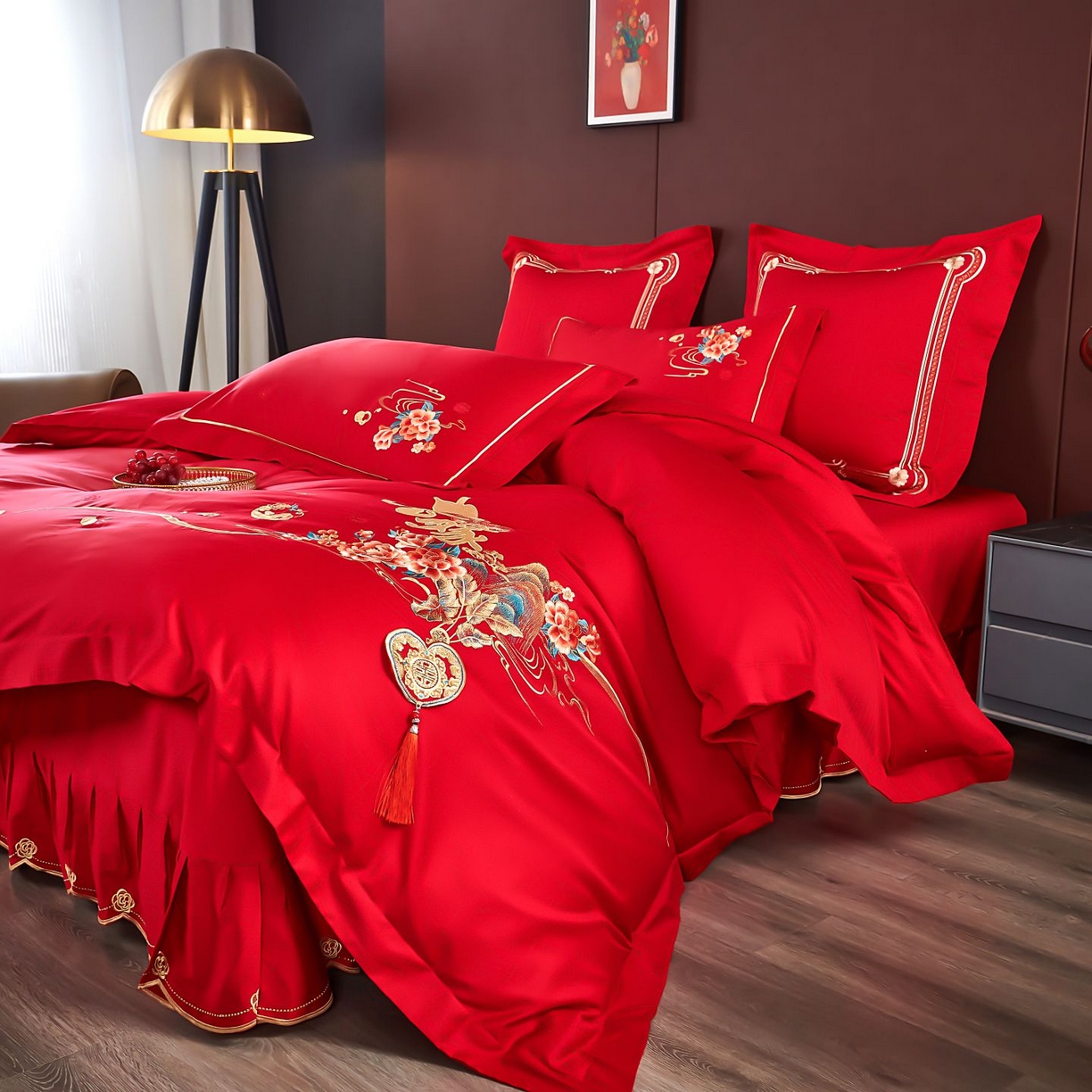 91家纺网 家纺一手货源 找家纺 （总）皇潮婚庆馆 2025新款A类布款全棉刺绣婚庆四件套系列