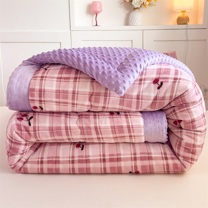 91家纺网 家纺一手货源 找家纺 默忆 2025新款牛奶绒豆豆被被子被芯 樱桃