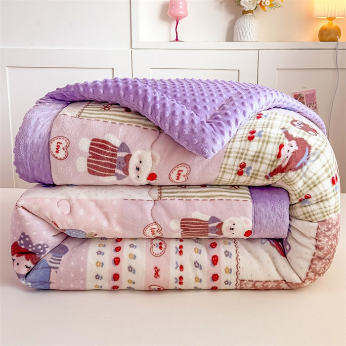 91家纺网 家纺一手货源 找家纺 默忆 2025新款牛奶绒豆豆被被子被芯 紫色日记