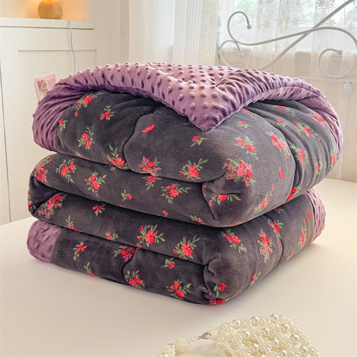 91家纺网 家纺一手货源 找家纺 默忆 2025新款牛奶绒豆豆被被子被芯 玫瑰