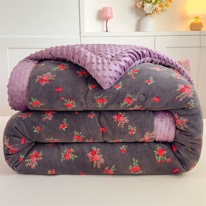 91家纺网 家纺一手货源 找家纺 默忆 2025新款牛奶绒豆豆被被子被芯 玫瑰