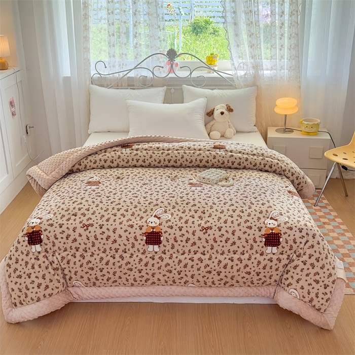 91家纺网 家纺一手货源 找家纺 默忆 2025新款牛奶绒豆豆被被子被芯 乖乖兔