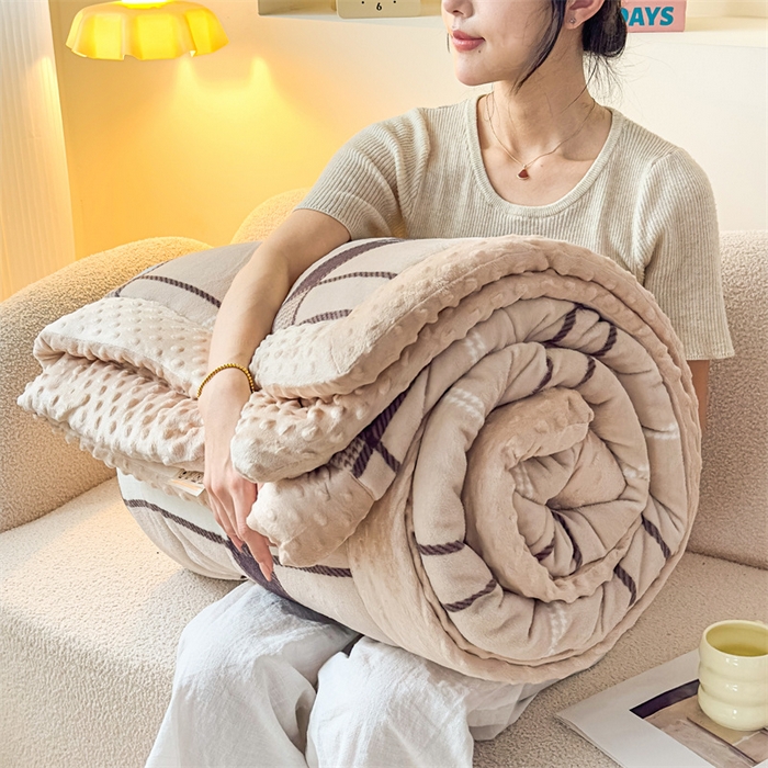 91家纺网 家纺一手货源 找家纺 默忆 2025新款牛奶绒豆豆被被子被芯 简格