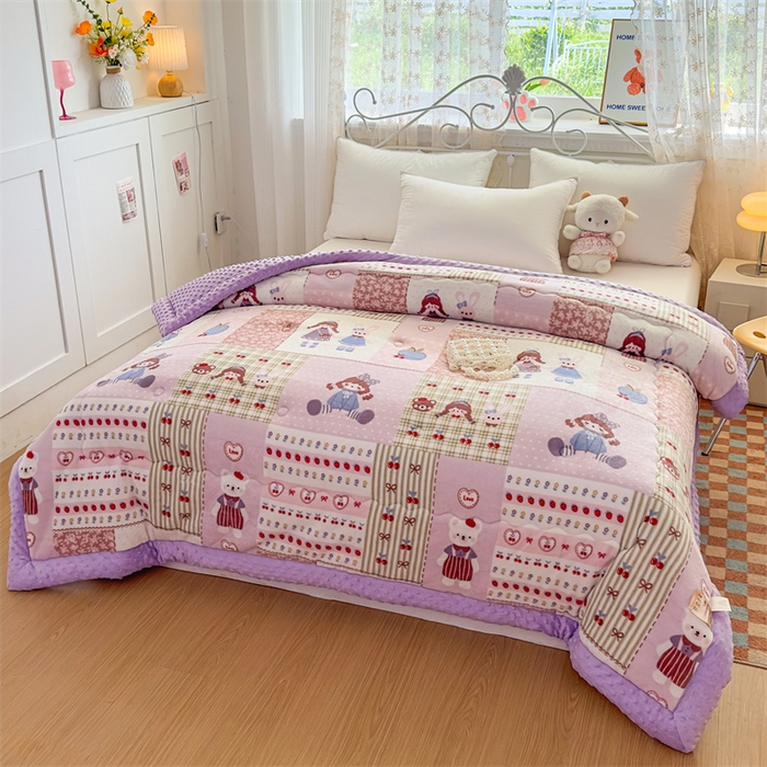 91家纺网 家纺一手货源 找家纺 默忆 2025新款牛奶绒豆豆被被子被芯 紫色日记