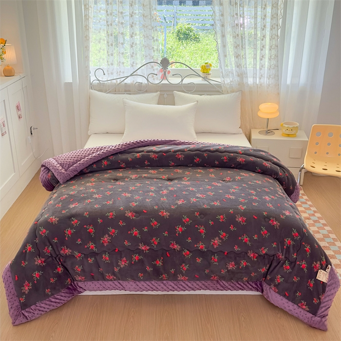 91家纺网 家纺一手货源 找家纺 默忆 2025新款牛奶绒豆豆被被子被芯 玫瑰