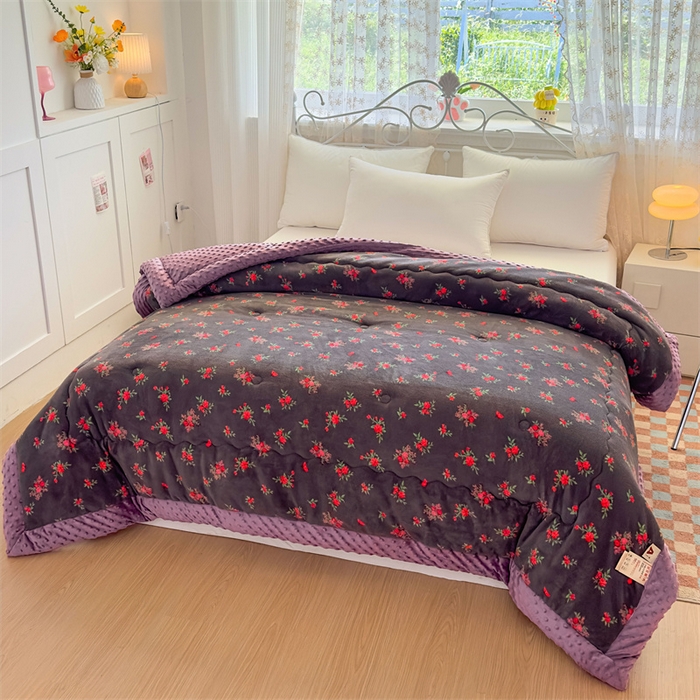 91家纺网 家纺一手货源 找家纺 默忆 2025新款牛奶绒豆豆被被子被芯 玫瑰