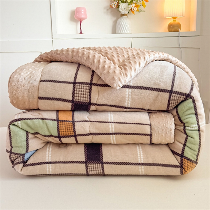 91家纺网 家纺一手货源 找家纺 默忆 2025新款牛奶绒豆豆被被子被芯 简格