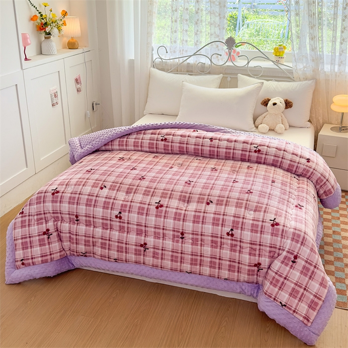 91家纺网 家纺一手货源 找家纺 默忆 2025新款牛奶绒豆豆被被子被芯 樱桃