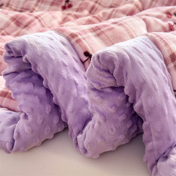 91家纺网 家纺一手货源 找家纺 默忆 2025新款牛奶绒豆豆被被子被芯 樱桃