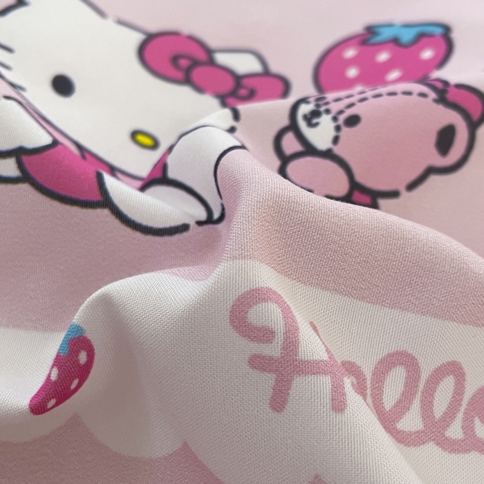 91家纺网 家纺一手货源 找家纺 港岛妹妹 2025新款云朵水洗工艺三丽鸥四件套 三丽鸥-草莓甜心kt猫