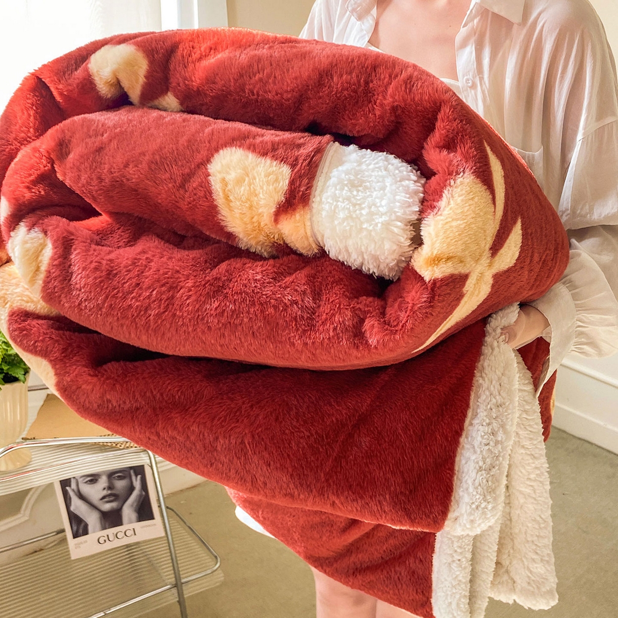 91家纺网 家纺一手货源 找家纺 （总）眠势力 2025新款兔毛绒毛毯冬季加绒加厚盖毯兔兔绒保暖毯子带拉链-小清新系列