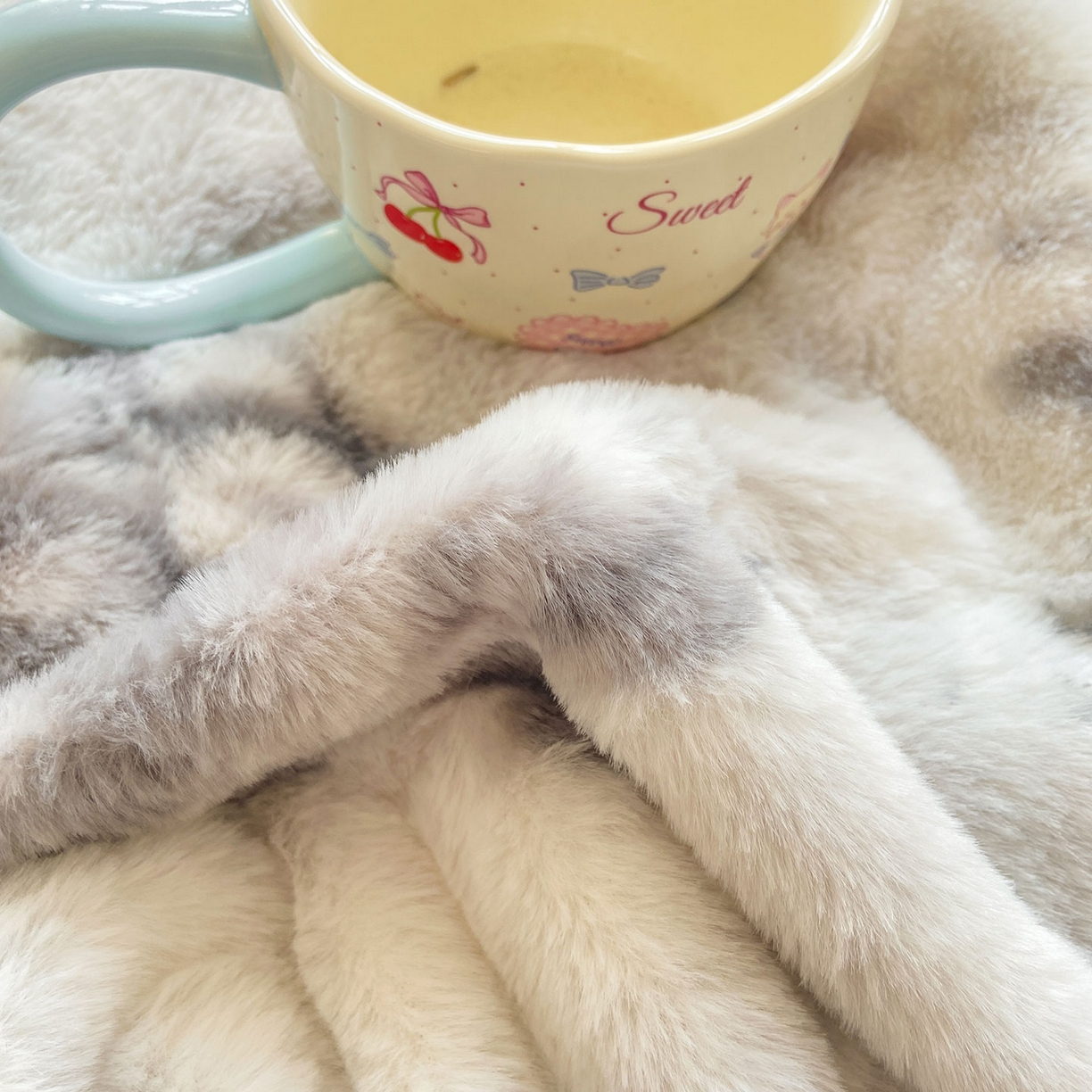 91家纺网 家纺一手货源 找家纺 眠势力 2025新款兔毛绒毛毯冬季加绒加厚盖毯兔兔绒保暖毯子带拉链-小清新系列 水墨玫瑰