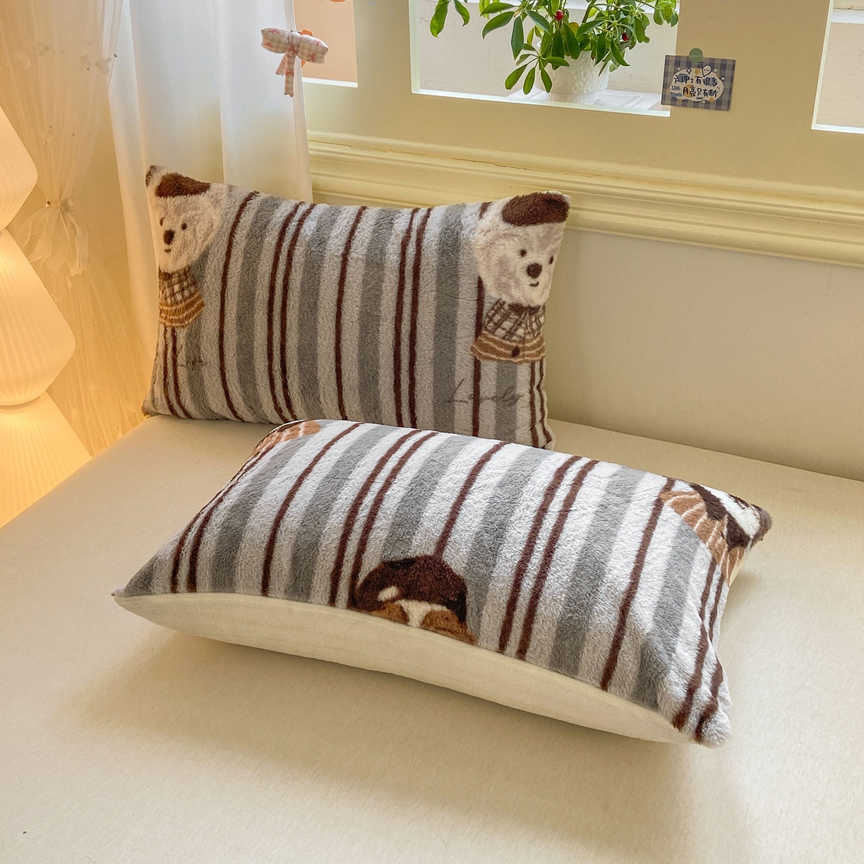 91家纺网 家纺一手货源 找家纺 眠势力 2025新款兔毛绒毛毯冬季加绒加厚盖毯兔兔绒保暖毯子带拉链-小清新系列 酷酷熊