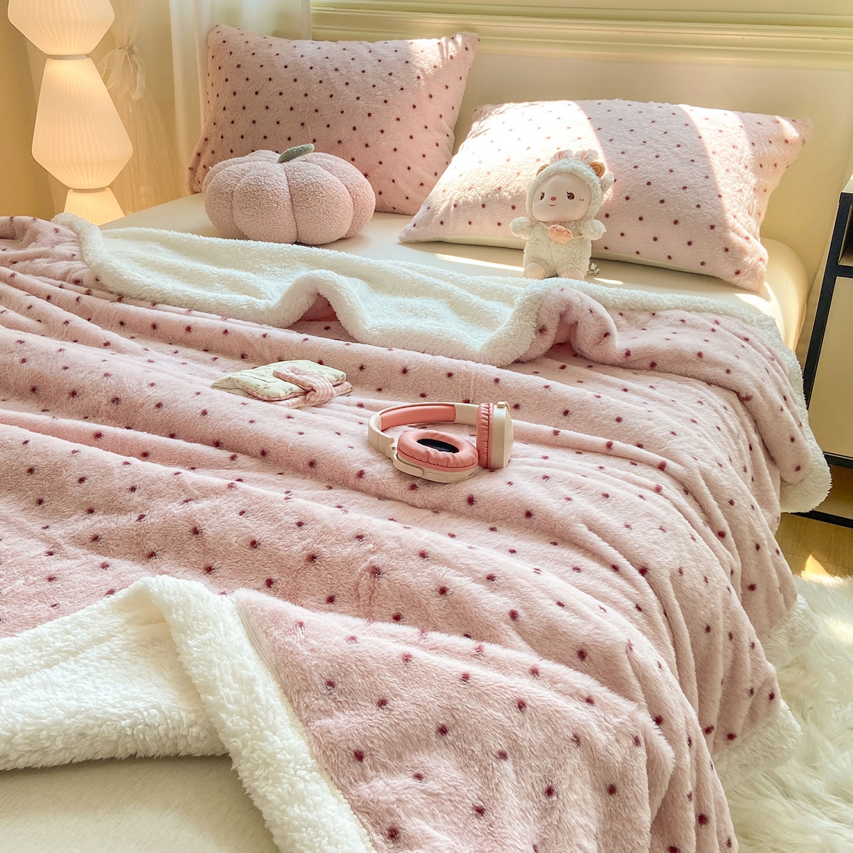 91家纺网 家纺一手货源 找家纺 （总）眠势力 2025新款兔毛绒毛毯冬季加绒加厚盖毯兔兔绒保暖毯子带拉链-小清新系列