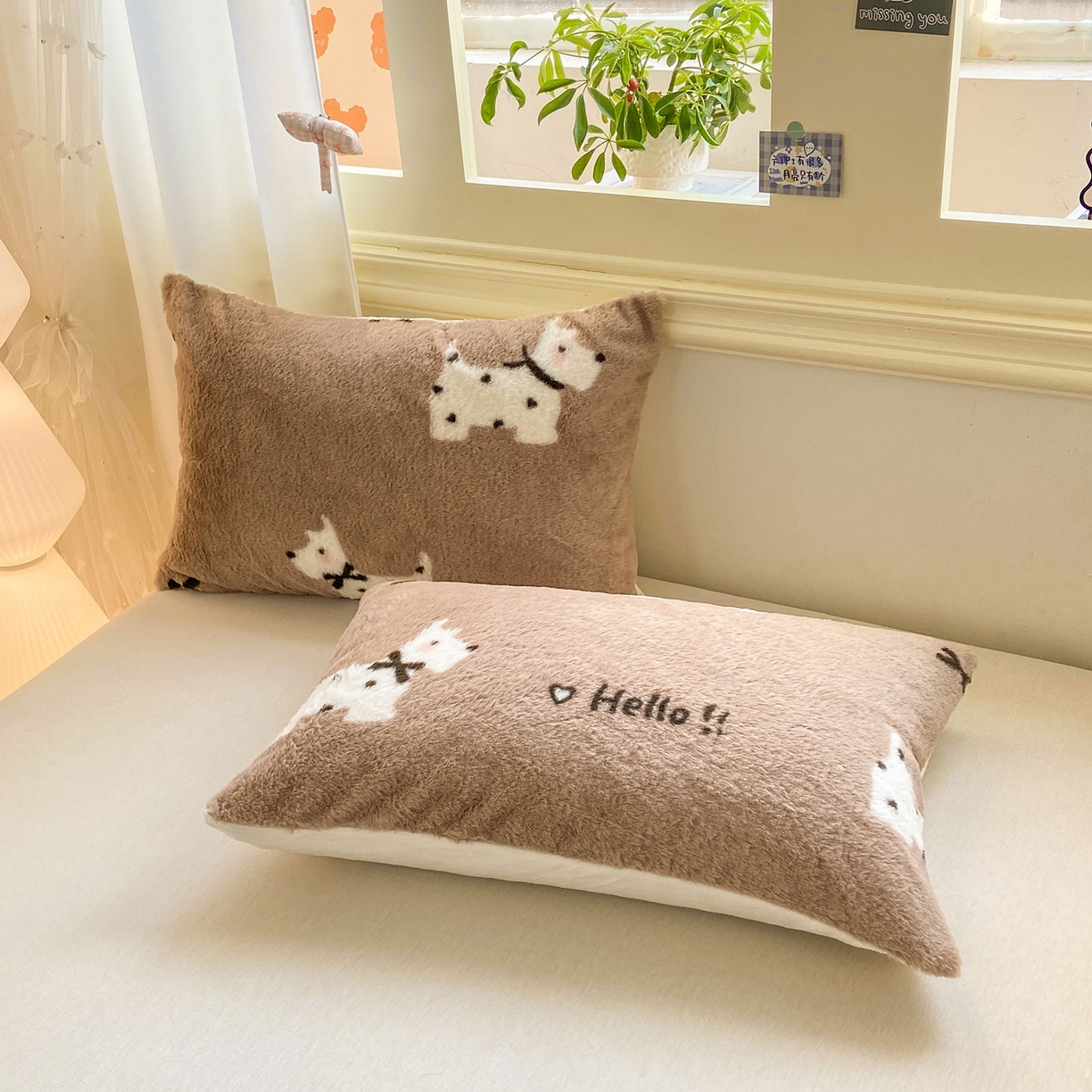 91家纺网 家纺一手货源 找家纺 眠势力 2025新款兔毛绒毛毯冬季加绒加厚盖毯兔兔绒保暖毯子带拉链-小清新系列 斑点狗