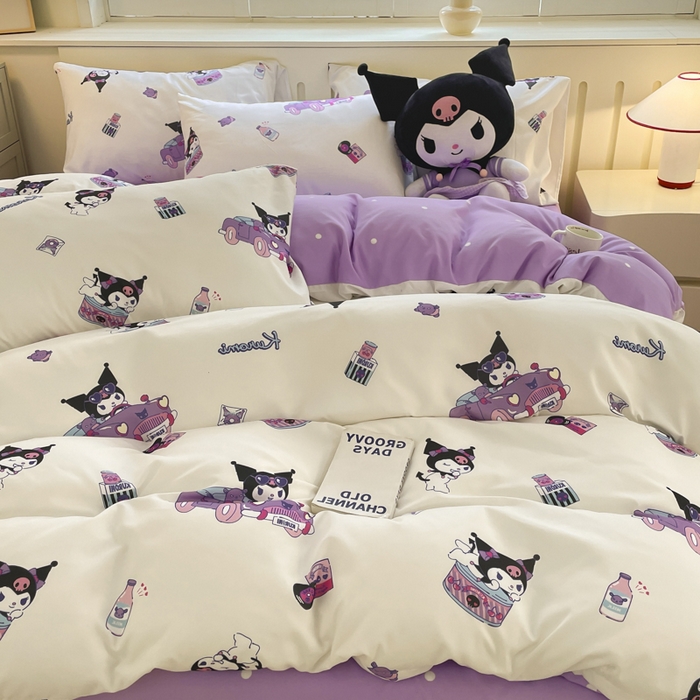 91家纺网 家纺一手货源 找家纺 港岛妹妹 2025新款云朵水洗工艺三丽鸥四件套 三丽鸥-潮流库洛米