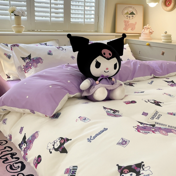 91家纺网 家纺一手货源 找家纺 港岛妹妹 2025新款云朵水洗工艺三丽鸥四件套 三丽鸥-潮流库洛米