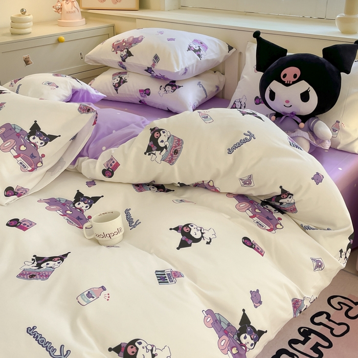 91家纺网 家纺一手货源 找家纺 港岛妹妹 2025新款云朵水洗工艺三丽鸥四件套 三丽鸥-潮流库洛米