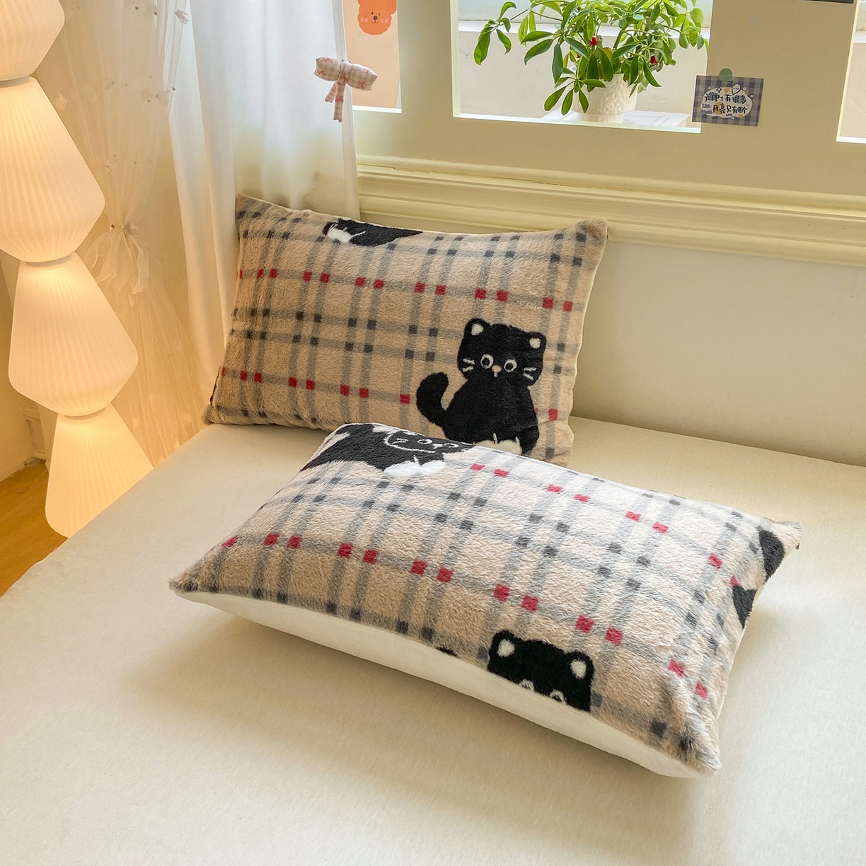 91家纺网 家纺一手货源 找家纺 眠势力 2025新款兔毛绒毛毯冬季加绒加厚盖毯兔兔绒保暖毯子带拉链-小清新系列 呆萌猫咪