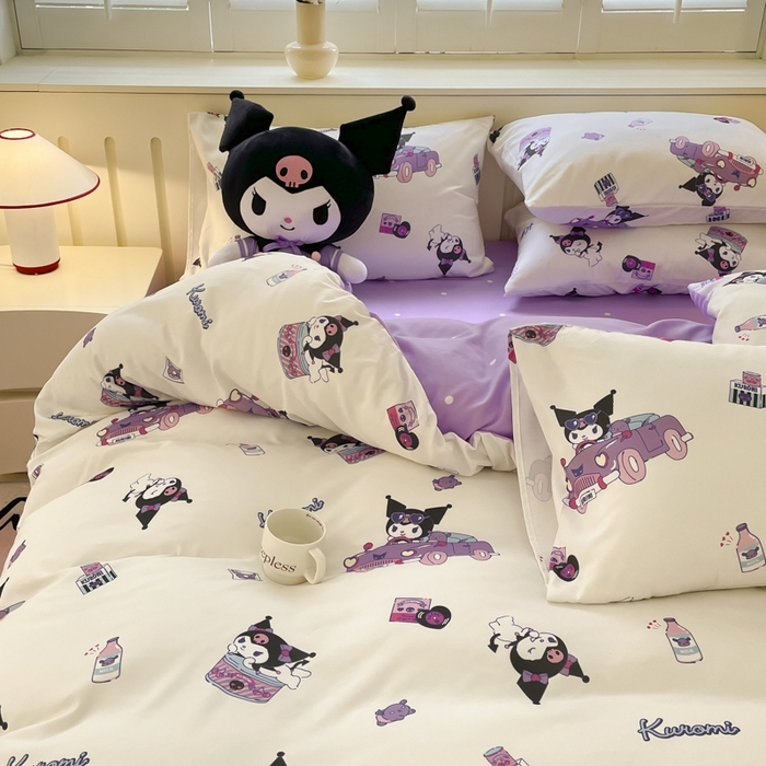 91家纺网 家纺一手货源 找家纺 港岛妹妹 2025新款云朵水洗工艺三丽鸥四件套 三丽鸥-潮流库洛米