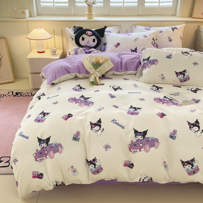 91家纺网 家纺一手货源 找家纺 港岛妹妹 2025新款云朵水洗工艺三丽鸥四件套 三丽鸥-潮流库洛米