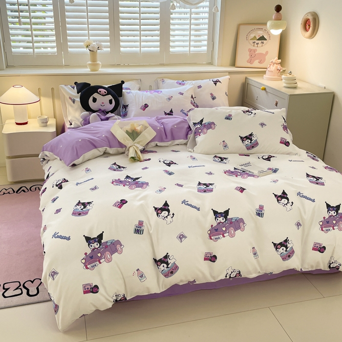 91家纺网 家纺一手货源 找家纺 港岛妹妹 2025新款云朵水洗工艺三丽鸥四件套 三丽鸥-潮流库洛米