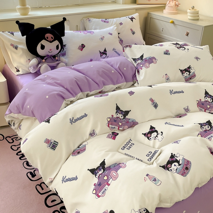 91家纺网 家纺一手货源 找家纺 港岛妹妹 2025新款云朵水洗工艺三丽鸥四件套 三丽鸥-潮流库洛米