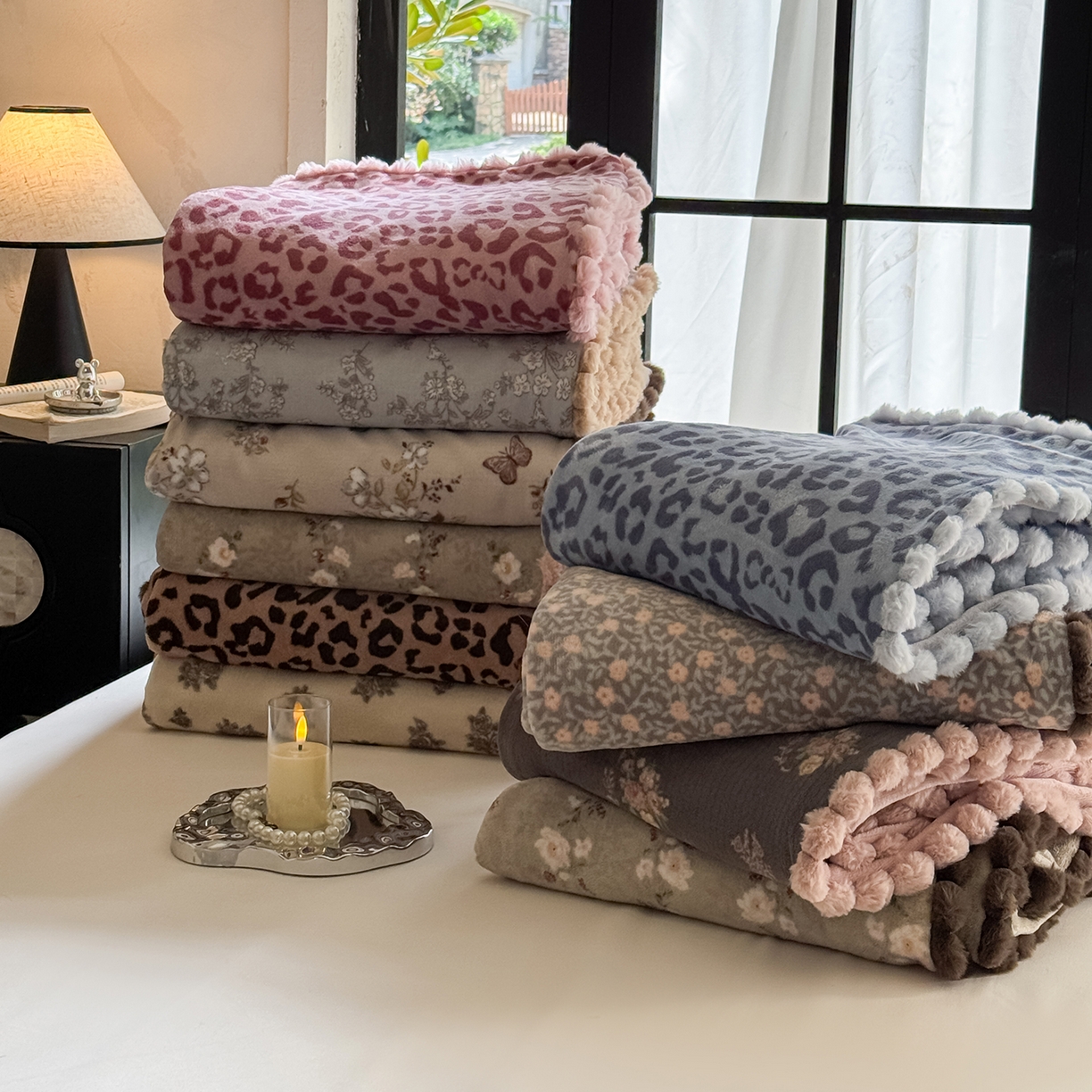 91家纺网 家纺一手货源 找家纺 （总）艾咪-Amy ntmy 2025新款毛球款法式复古风牛奶绒双层毯毛毯毯子