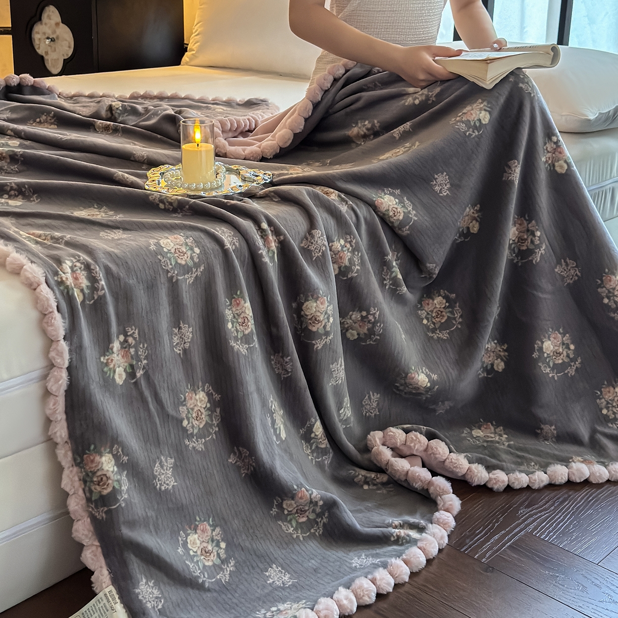 91家纺网 家纺一手货源 找家纺 艾咪-Amy ntmy 2025新款毛球款法式复古风牛奶绒双层毯毛毯毯子 香榭