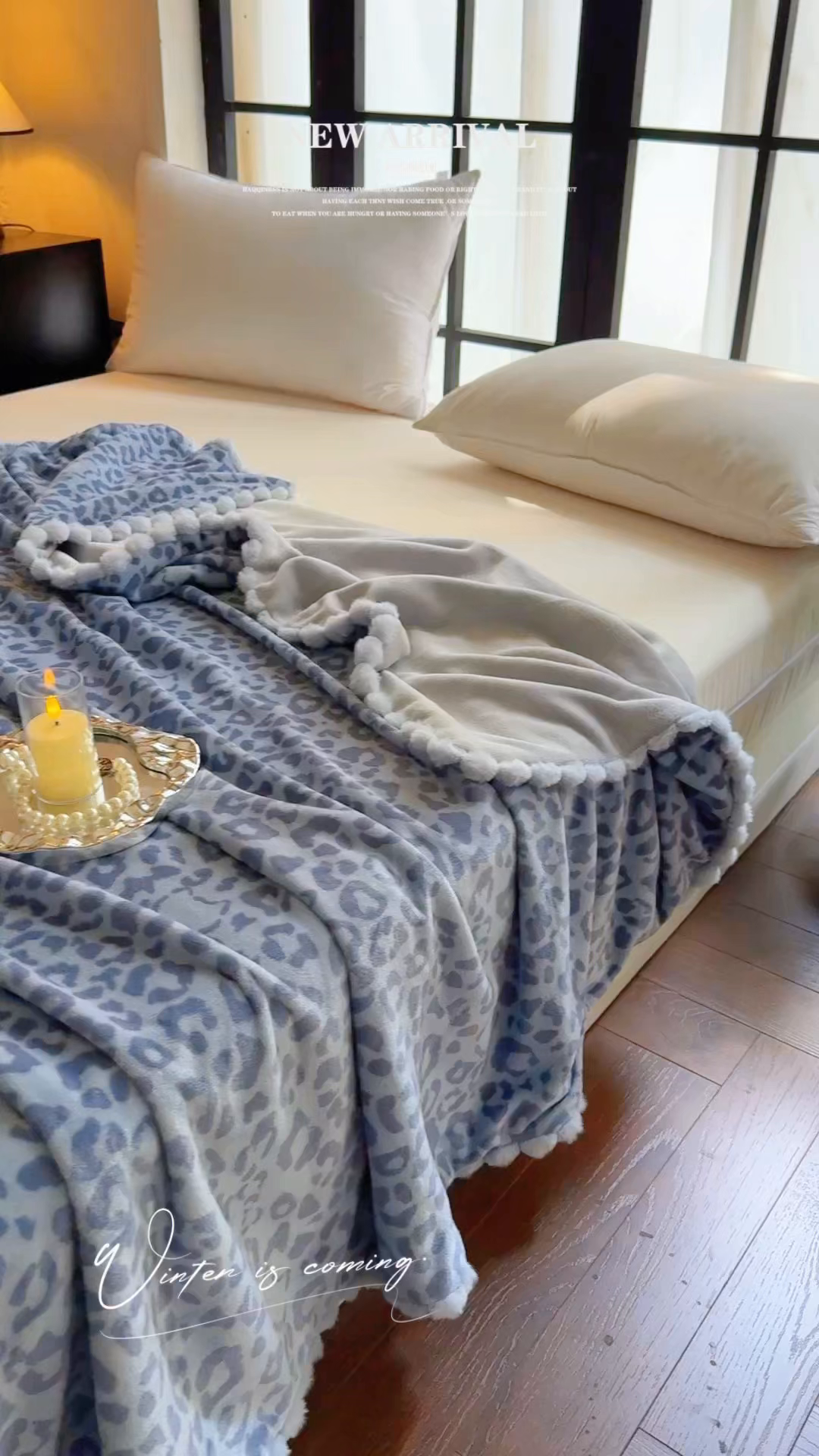 91家纺网 家纺一手货源 找家纺 艾咪-Amy ntmy 2025新款毛球款法式复古风牛奶绒双层毯毛毯毯子 躲猫猫蓝