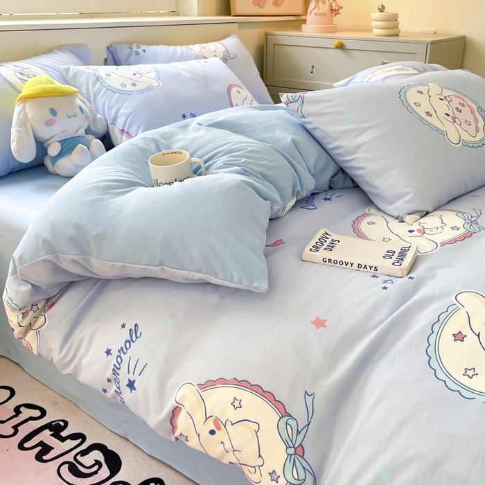 91家纺网 家纺一手货源 找家纺 港岛妹妹 2025新款云朵水洗工艺三丽鸥四件套 三丽鸥-蛋糕玉桂狗