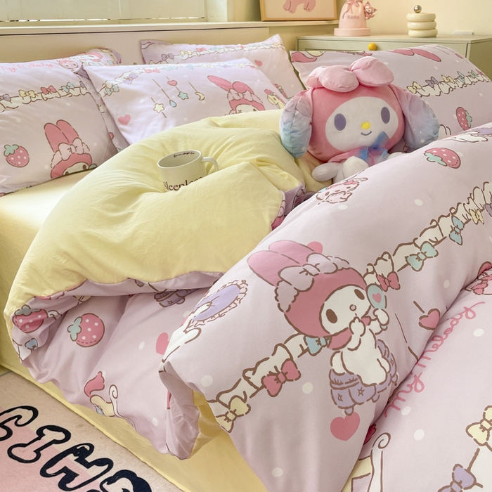 港岛妹妹 2025新款云朵水洗工艺三丽鸥四件套 三丽鸥-蝴蝶结美乐蒂