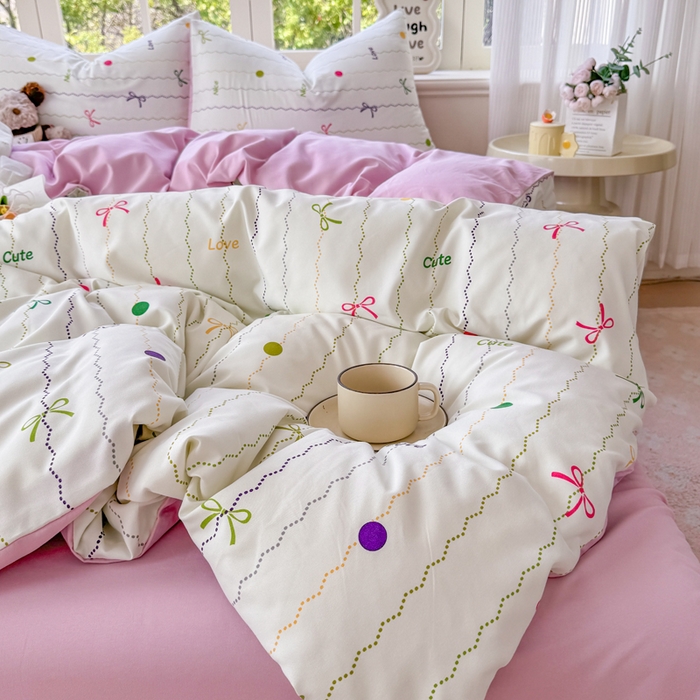 91家纺网 家纺一手货源 找家纺 仟岸家纺 2025新款亲肤舒适水洗棉四件套系列 幻彩