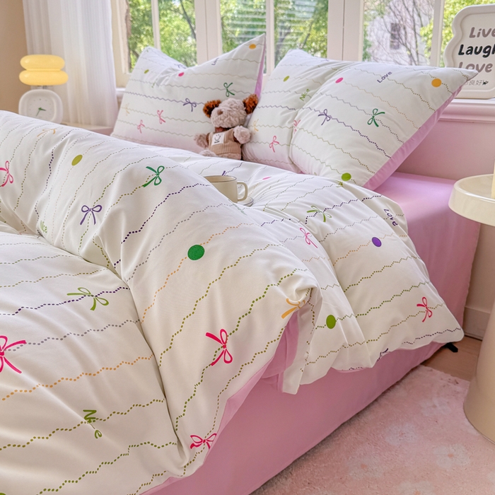 91家纺网 家纺一手货源 找家纺 仟岸家纺 2025新款亲肤舒适水洗棉四件套系列 幻彩