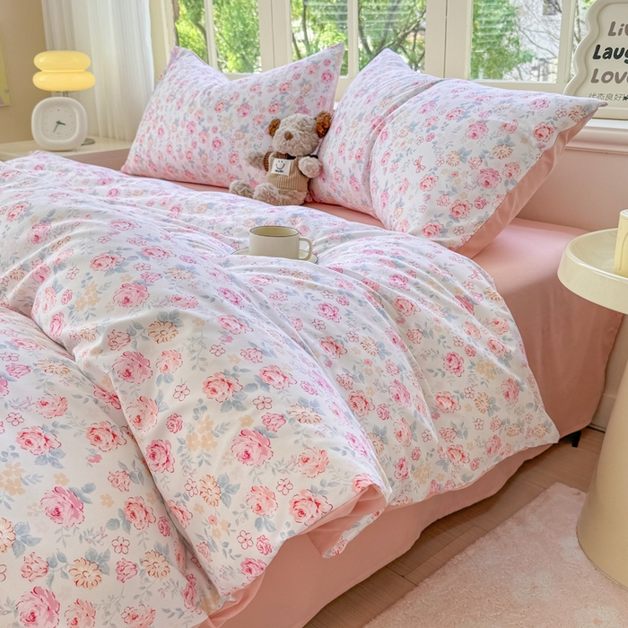 91家纺网 家纺一手货源 找家纺 仟岸家纺 2025新款亲肤舒适水洗棉四件套系列 清禾