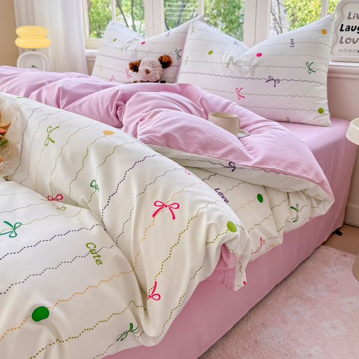 91家纺网 家纺一手货源 找家纺 仟岸家纺 2025新款亲肤舒适水洗棉四件套系列 幻彩