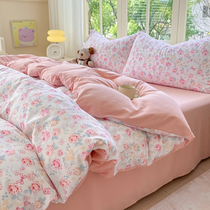 91家纺网 家纺一手货源 找家纺 仟岸家纺 2025新款亲肤舒适水洗棉四件套系列 清禾