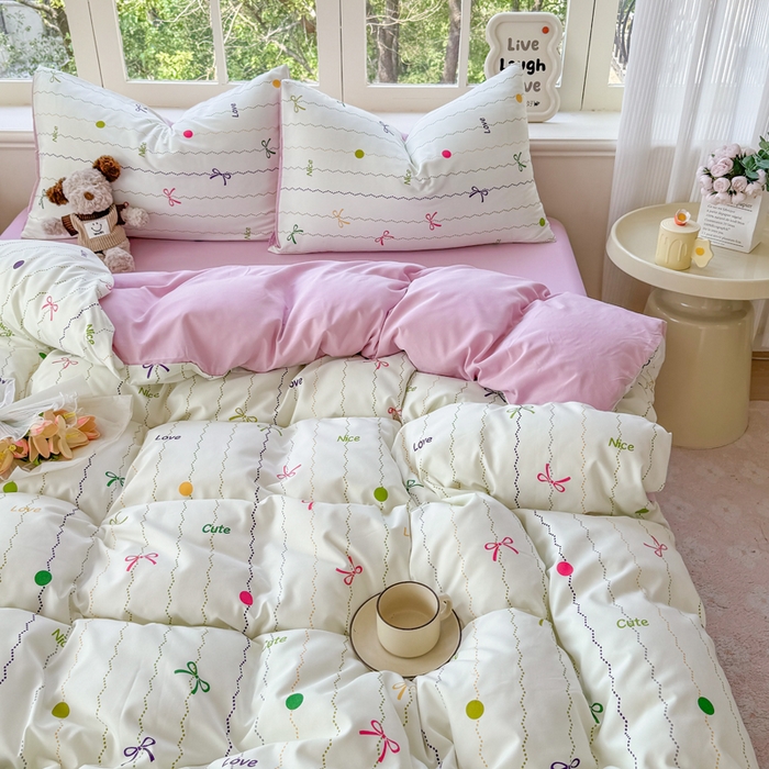 91家纺网 家纺一手货源 找家纺 仟岸家纺 2025新款亲肤舒适水洗棉四件套系列 幻彩