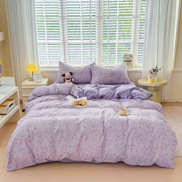 仟岸家纺 2025新款亲肤舒适水洗棉四件套系列 紫浔